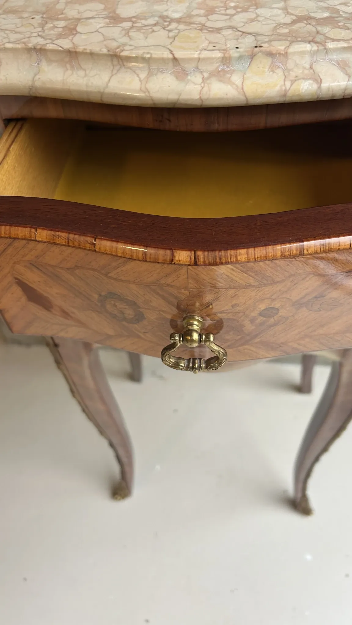 Louis XV style bedside table in marquetry with a top m