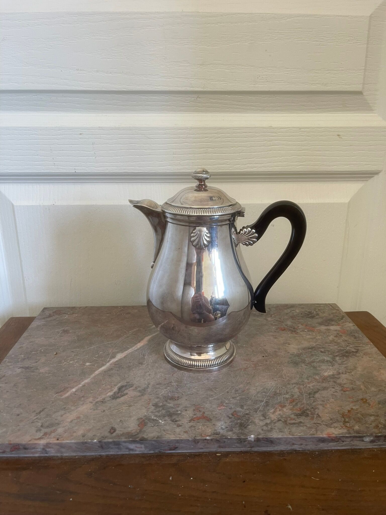 Ancien théière cafetière métal argenté boulenger coquillage coque