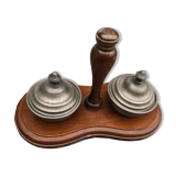 Wood and pewter desk accessory