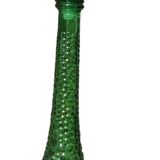 Large green Genie Empoli bubble glass bottle, Italy 1960s