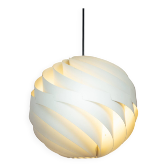 Louis Weisdorf for Lyfa Space age Danish Turbo White Moon Pendant Light, 1965