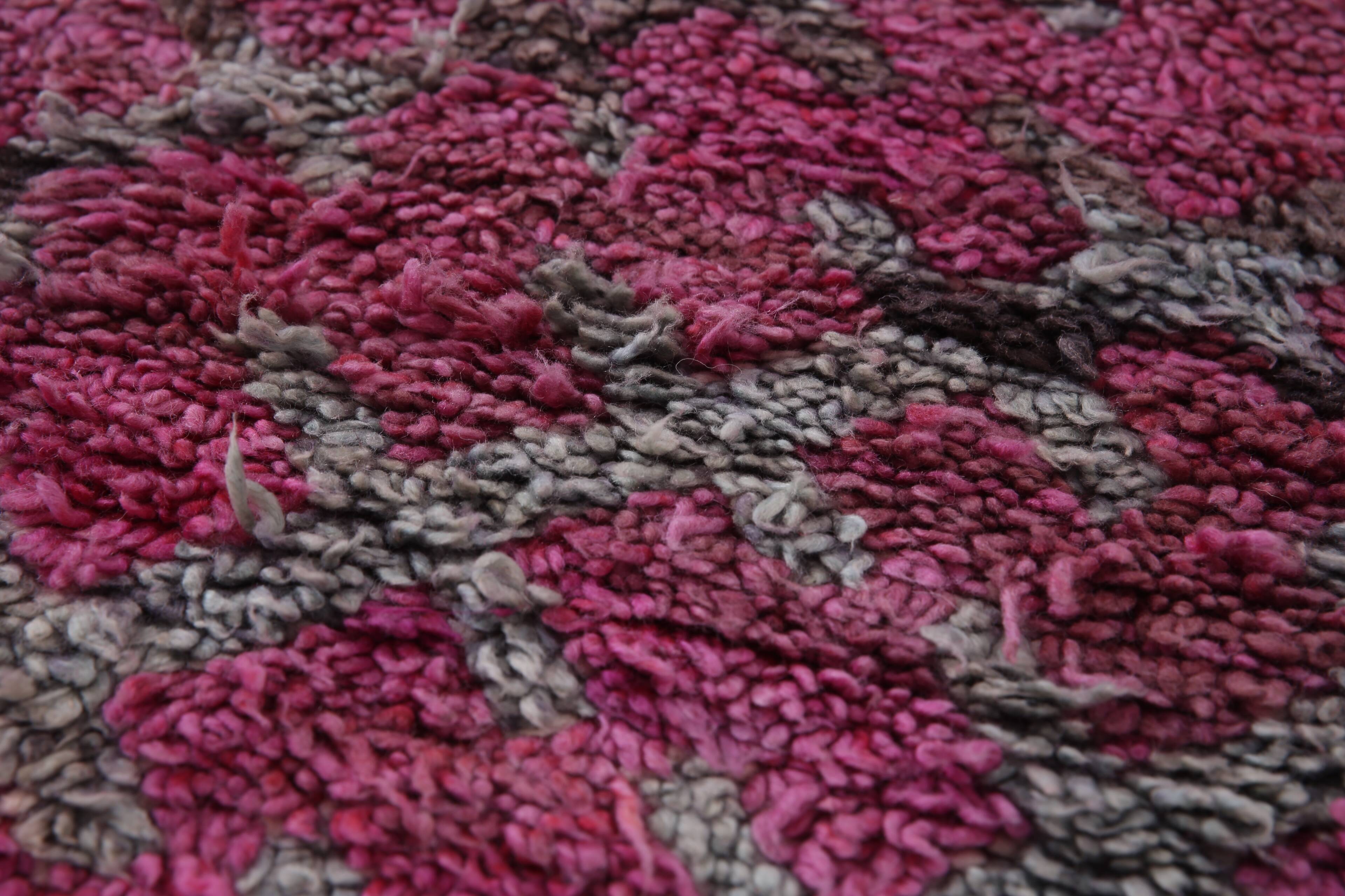 Purple Vintage Moroccan Rug 185 x 437 cm - Large Berber Wool Rug Handmade