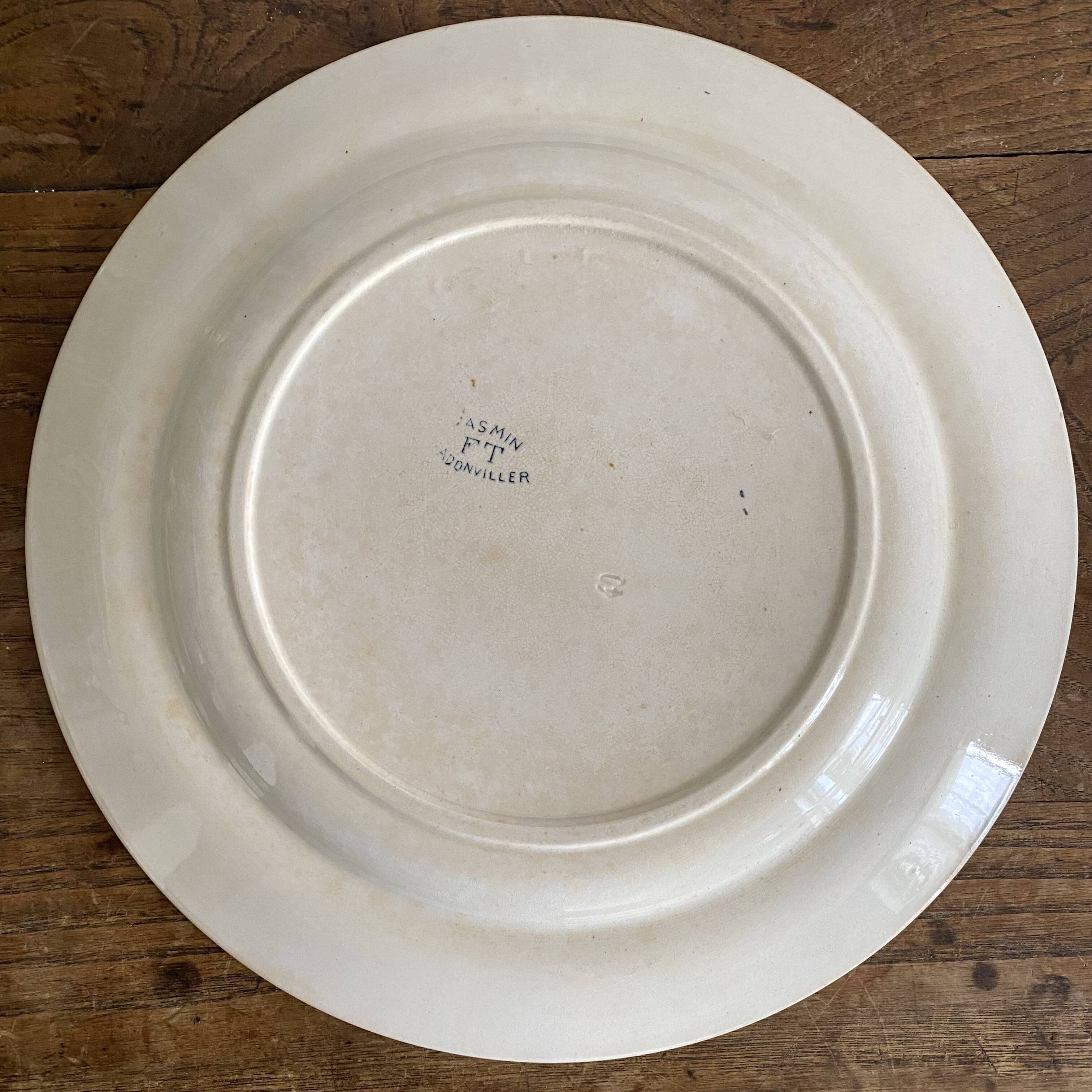 Round ironstone dish Badonviller "Jasmin" butterfly