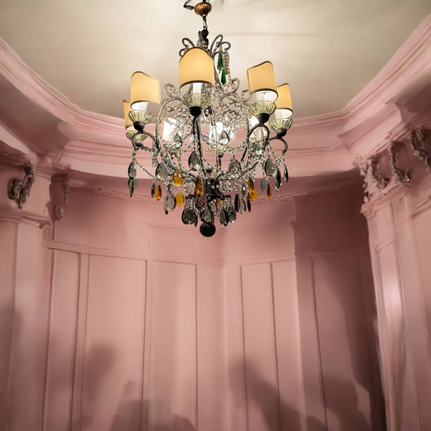 Large Crystal Multicolored Chandelier 1950’s