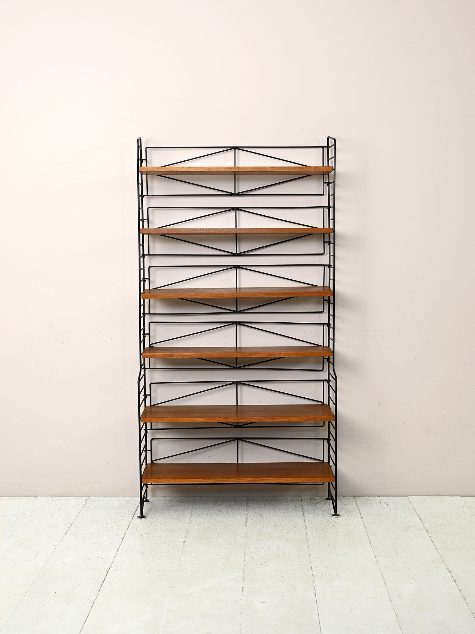 Vintage bookcase with metal frame