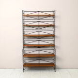 Vintage bookcase with metal frame
