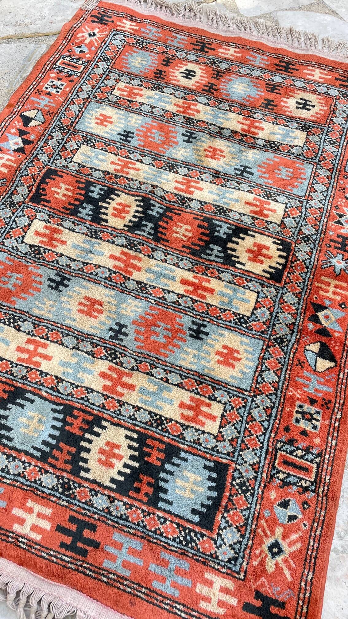Vintage silk and cotton rug - 142 x 84cm