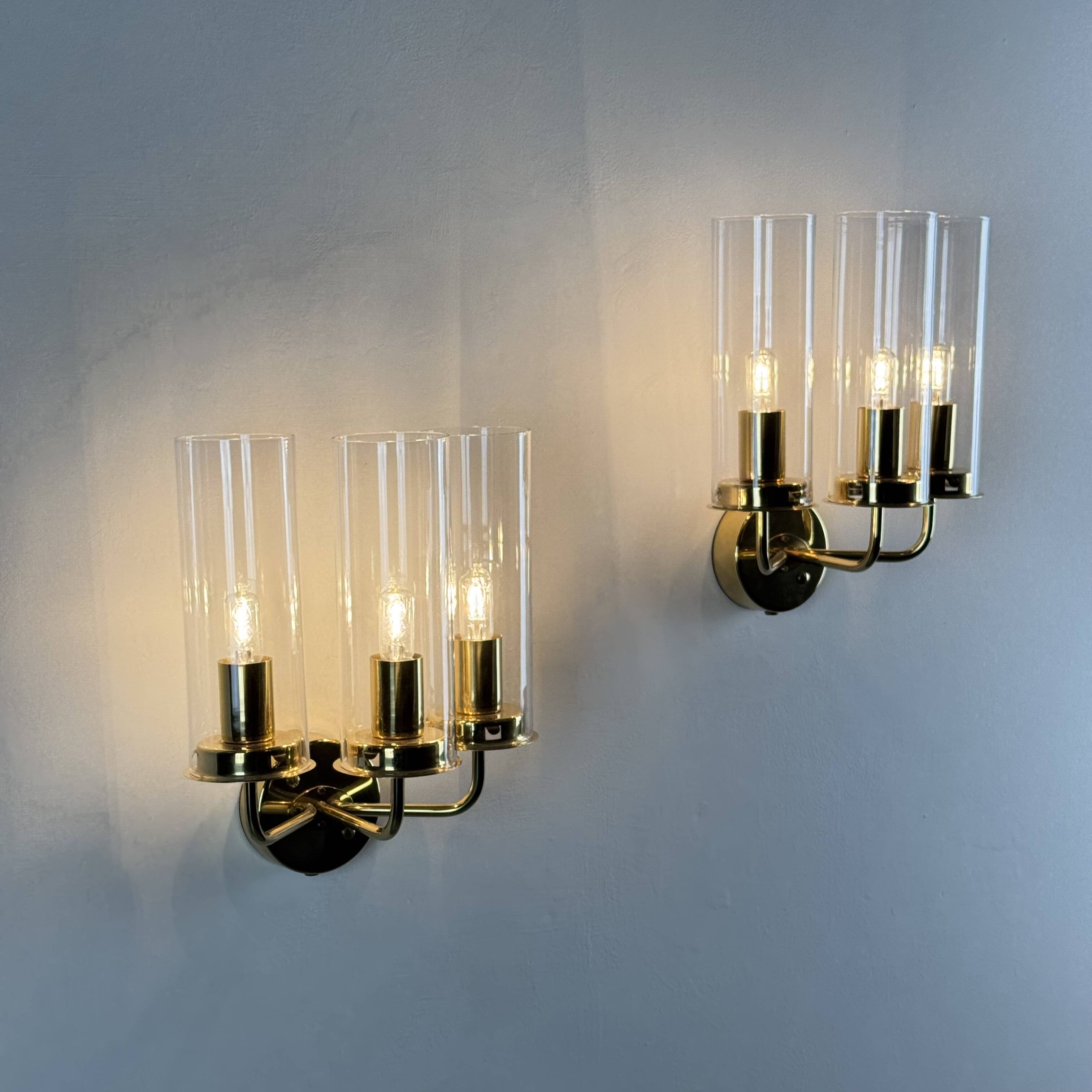 Hans-Agne Jakobsson Wall Lamps “Sonata” Model V 169/3 Markaryd, Sweden, 1960s