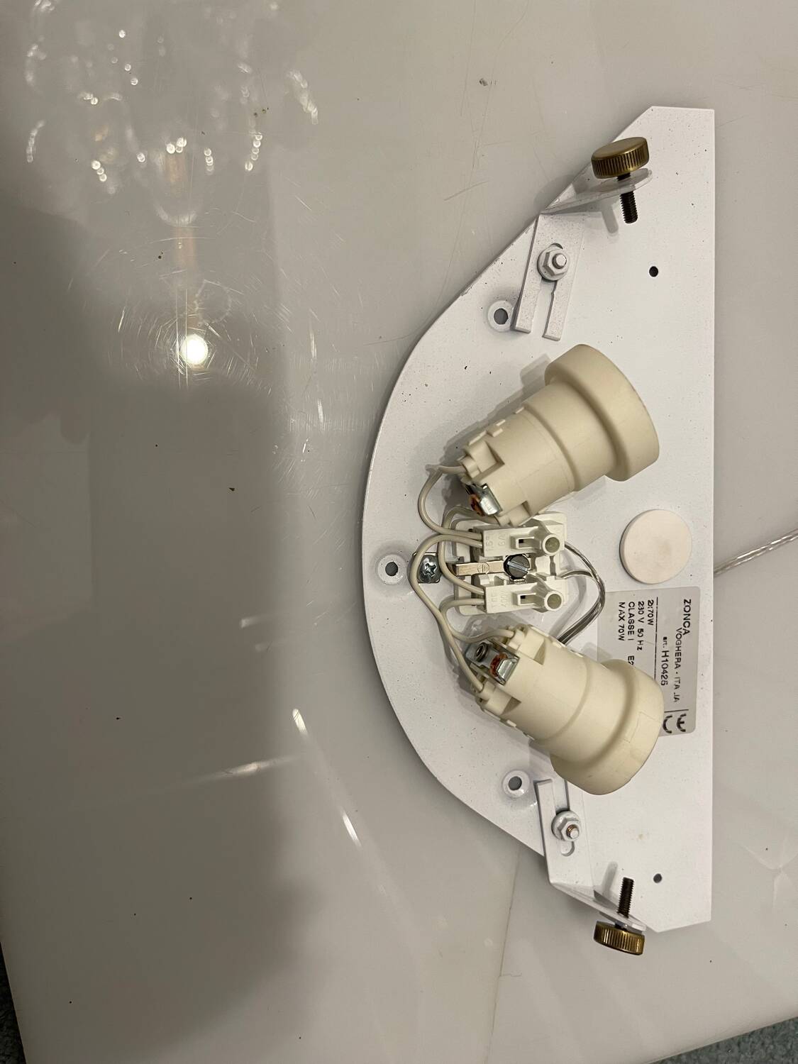 Set of 2 White Marbled Glass Wall Sconces by Zonca, Italy, 1980s