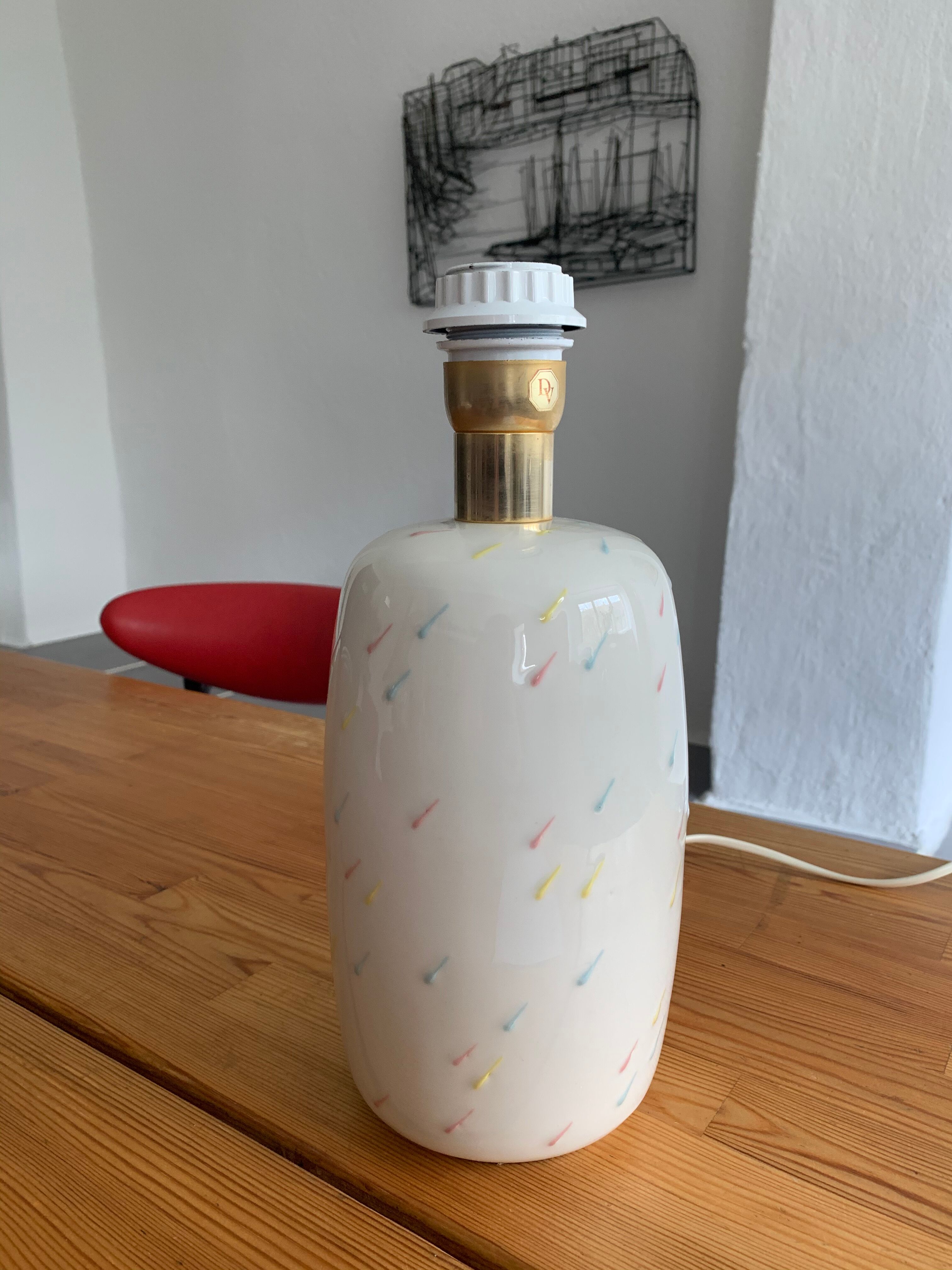 Vintage opalin glass lamp Italian 80s