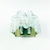 Pair Of Mid Century Ice Glass Wall Lamps From Kalmar Franken, Austria,1960s