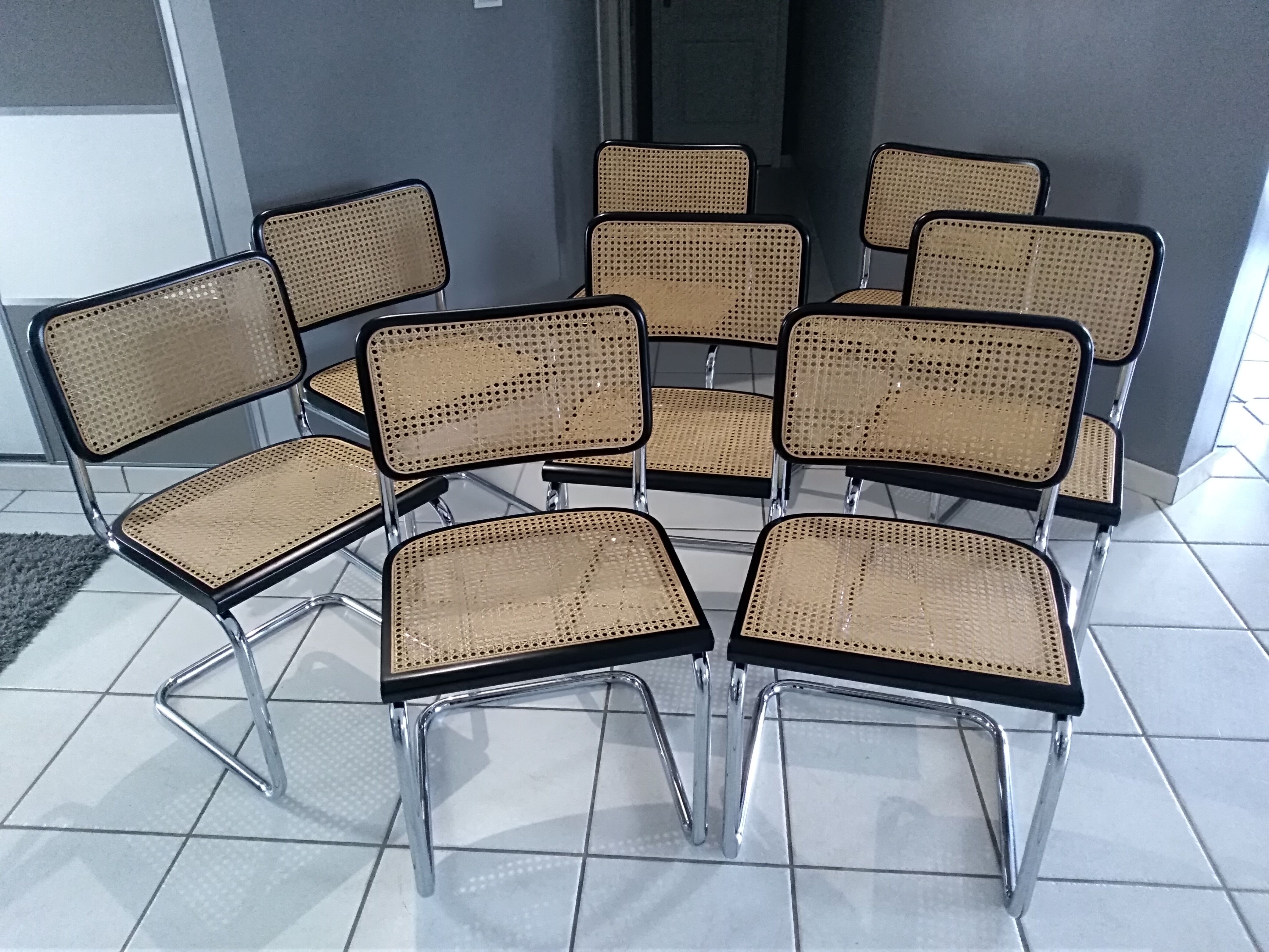 Suite of 8 chairs Cesca B32 by Marcel Breuer vintage 04/92