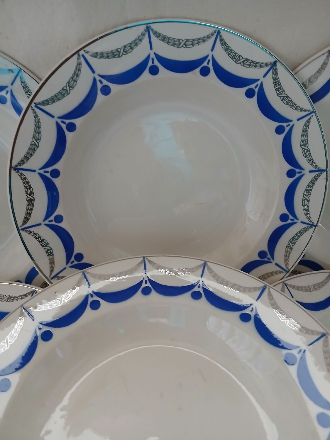 6 antique soup plates from Digoin and Sarreguemines