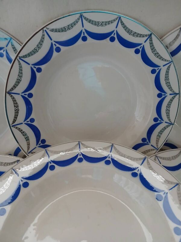 6 assiettes creuses anciennes Digoin et Sarreguemines