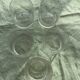 5 antique whiskey glasses, Easter frieze bells and vintage flowers