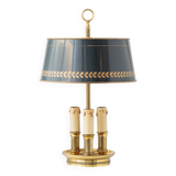 French Empire Bouillotte Lamp with Three Lights in Brass and a Gold-Plated Tin Shade with Laurel Design