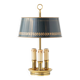 Lampe Bouillotte de l'Empire Français avec trois lumières en laiton et un abat-jour en étain doré avec un motif de laurier.
