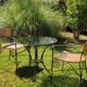 Table de jardin et chaise en fer forgé