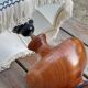 Wooden foot table lamp, charleston dome lampshade, Roaring Twenties style