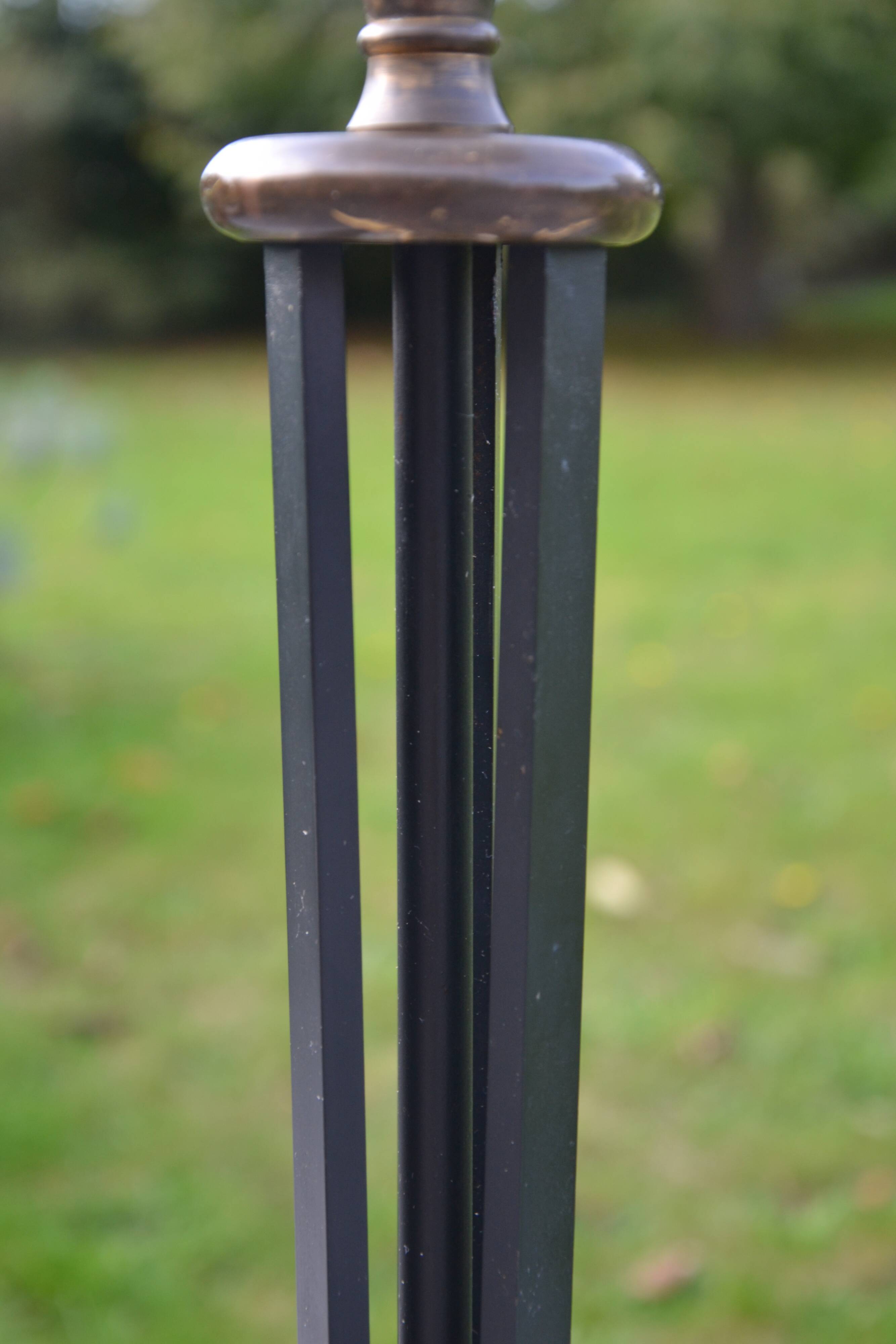 Vintage Sèvres crystal and wrought iron floor lamp from the 1950s