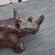 Sculpture hippopotame terre cuite patinée