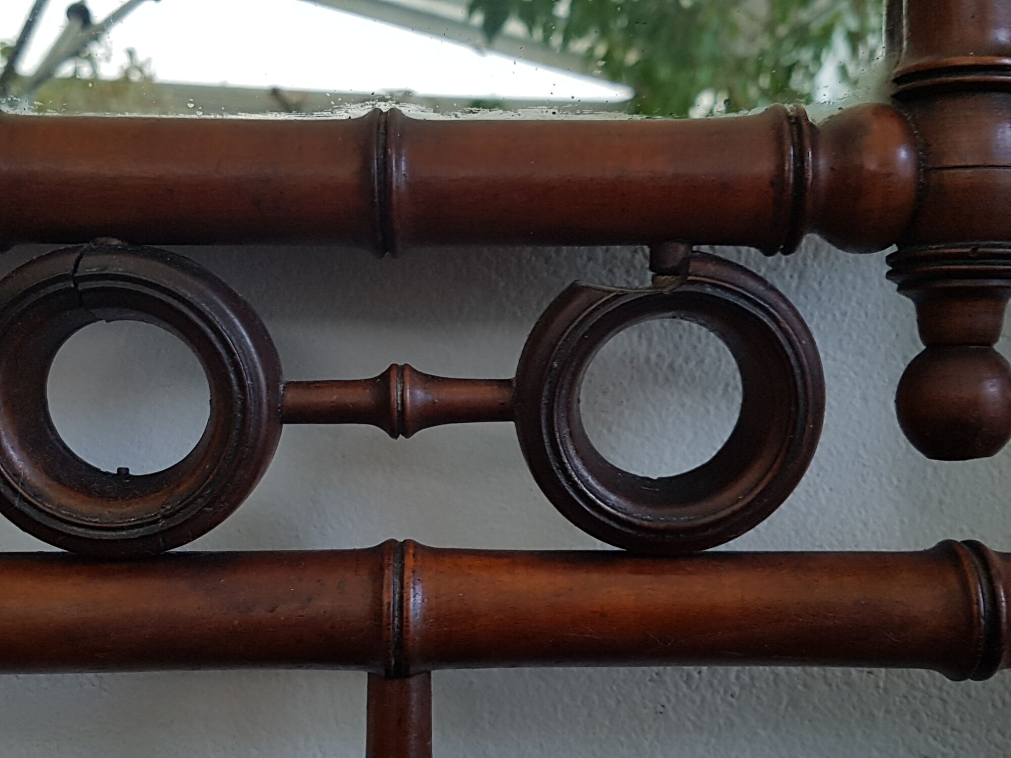 Bamboo-carved wooden coat/dressing room door. Period around 1900-1920