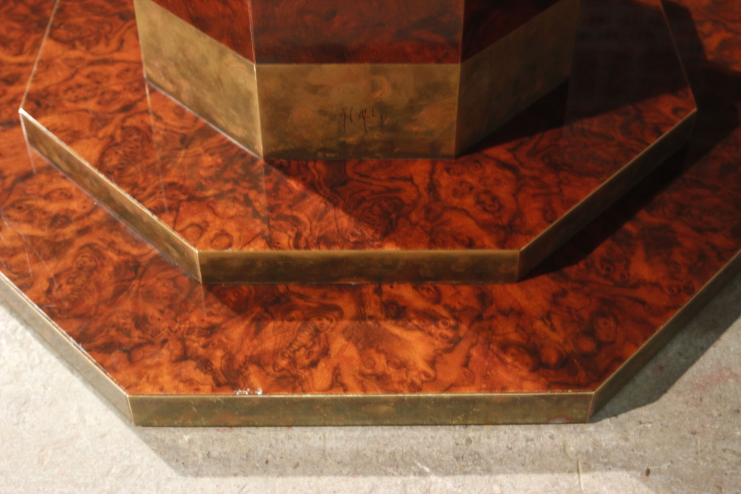 Elm broussin dining room table by Jean Claude Mahey for Maison Romeo, 70s