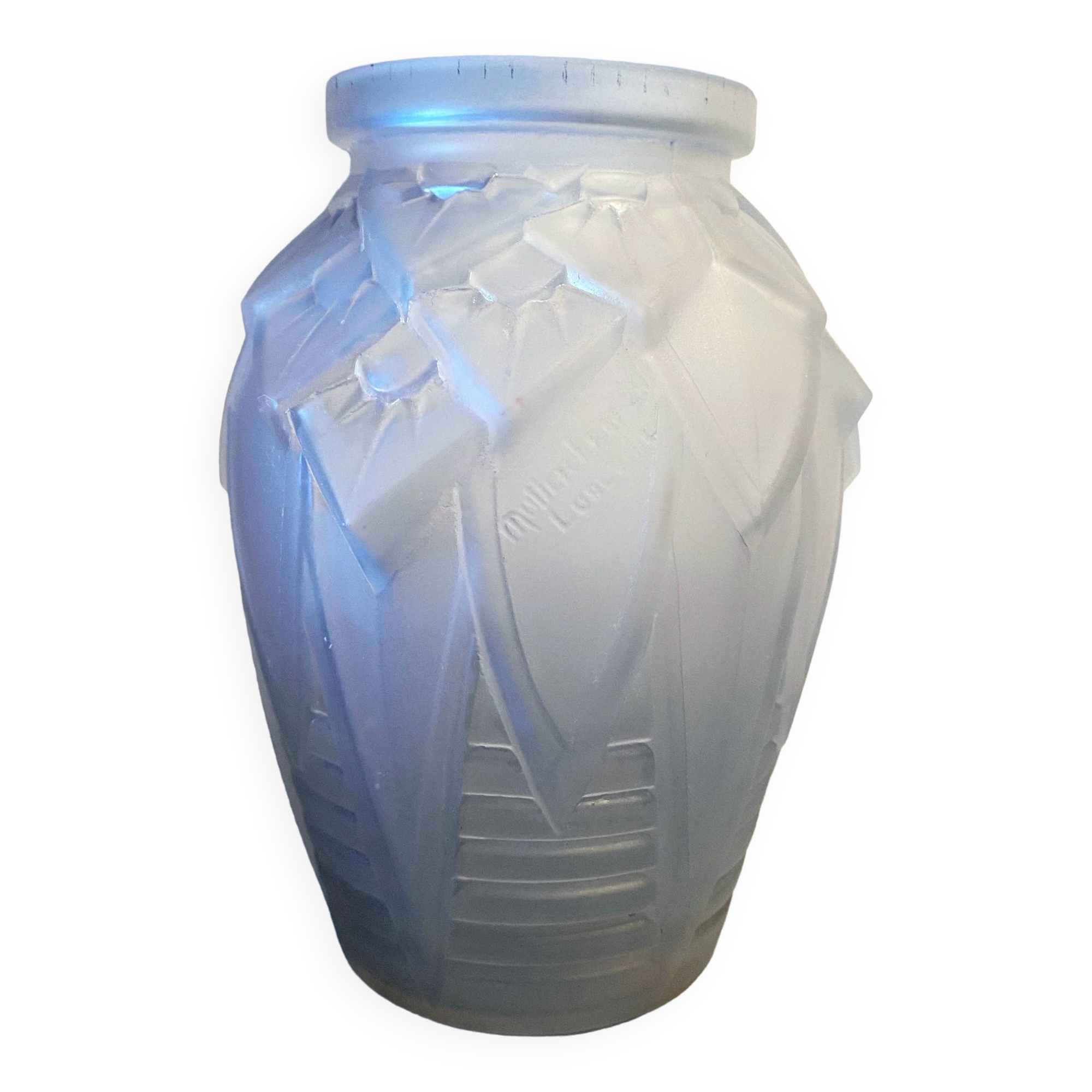 Vase années 30 Art Déco signé Muller Frères Luneville fleurs stylisées