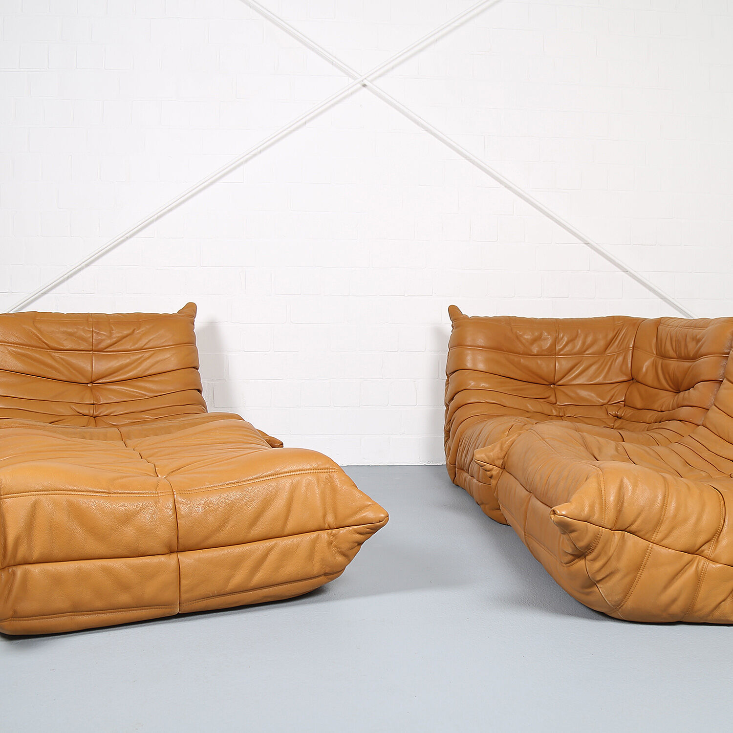 Cognac leather Ligne Roset Togo set from 2010 designed by Michel Ducaroy