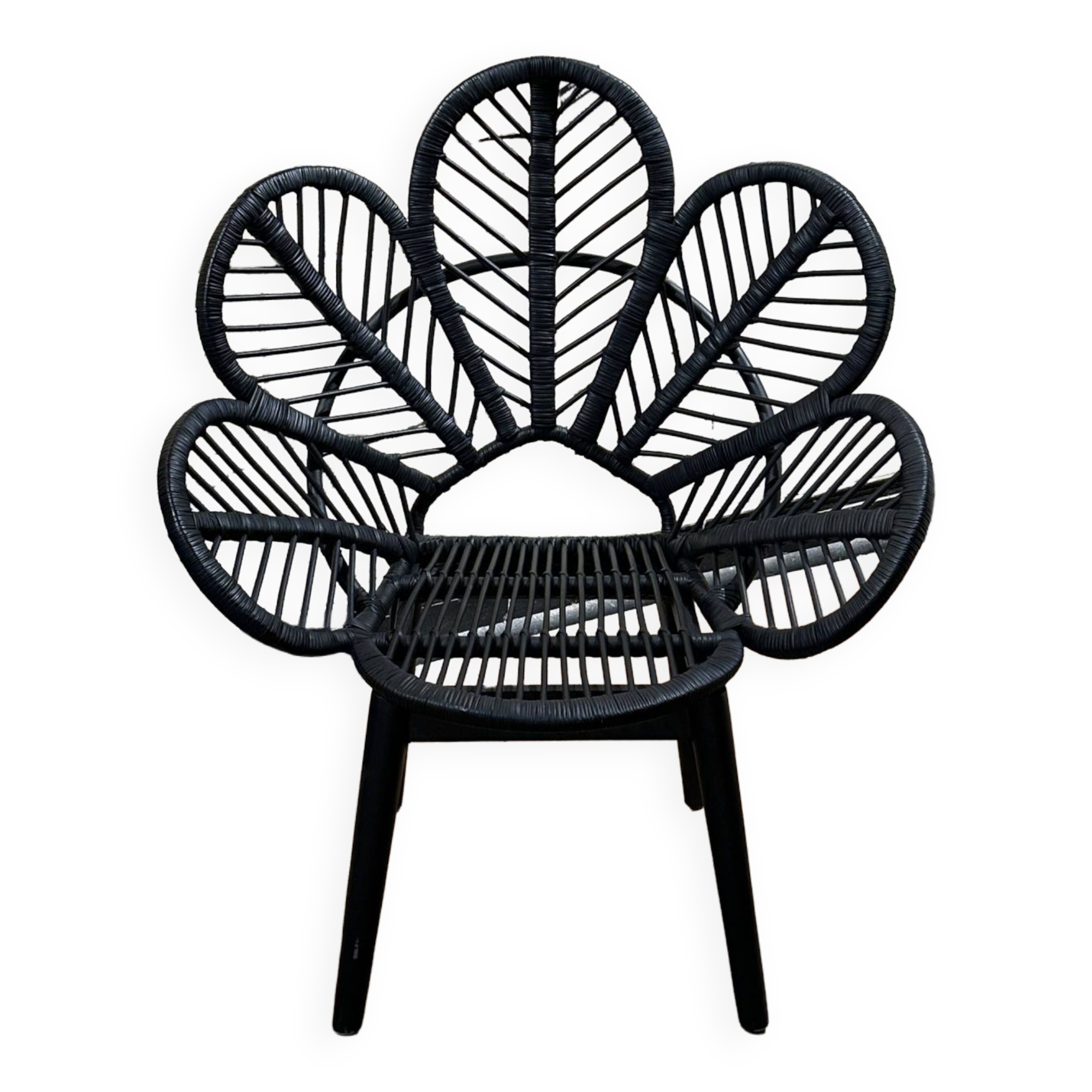 Chandra flower armchair in wicker and black bamboo