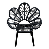 Chandra flower armchair in wicker and black bamboo