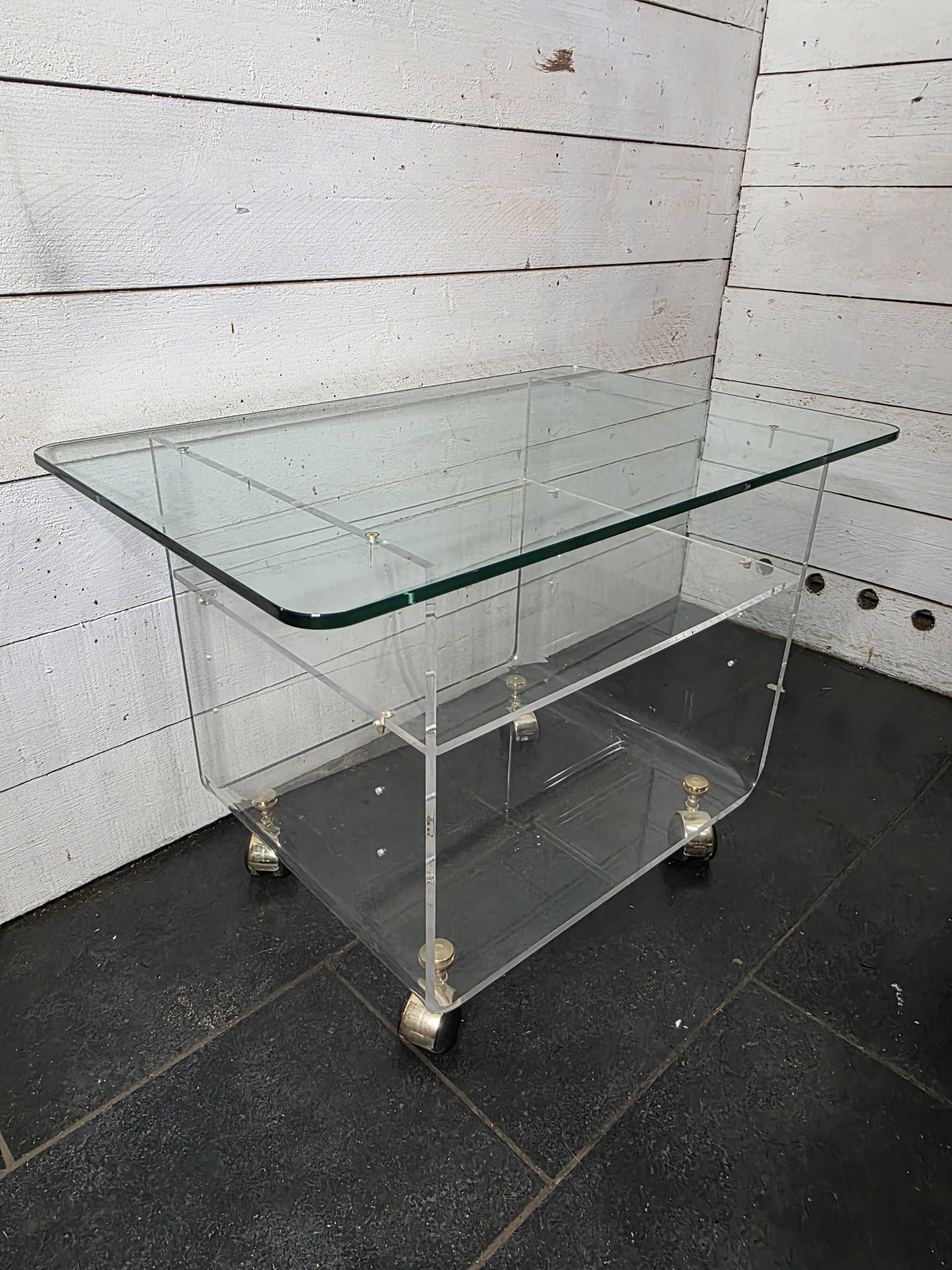 Vintage Plexiglas and Glass Coffee Table by David Lange 1970s