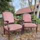 Pair of Louis XVI Style Mahogany Flat Back Armchairs, 19th Century