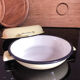 Duo of enamelled sheet metal frying pans
