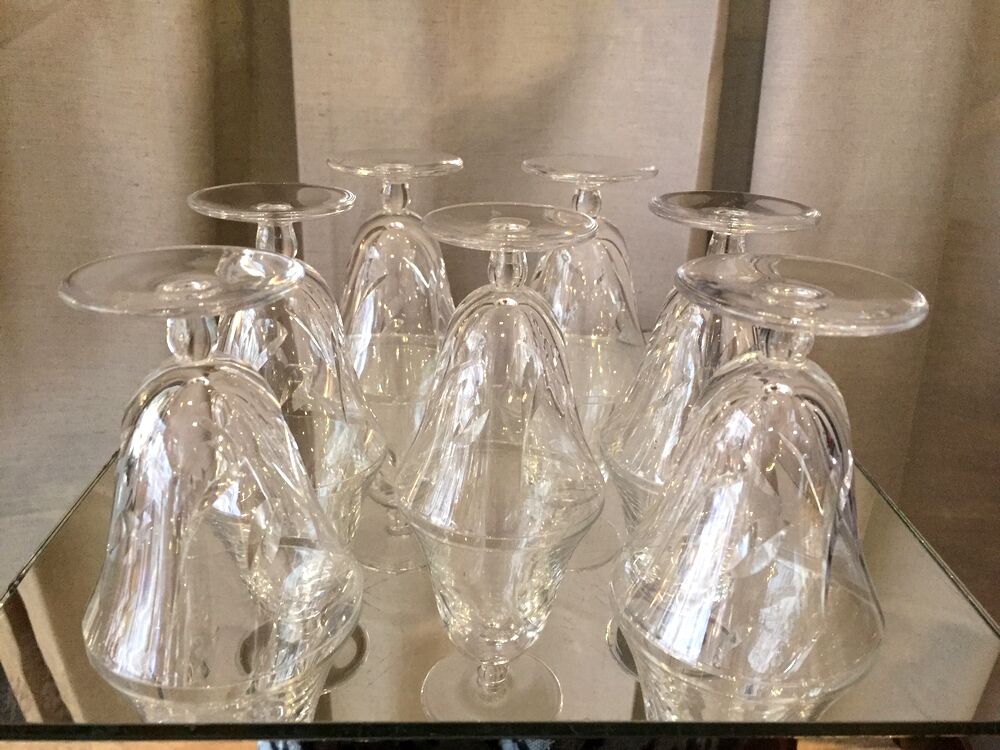 Suite of 7 glasses with cooked wine or port crystal st louis model jersey
