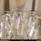 Suite of 7 glasses with cooked wine or port crystal st louis model jersey