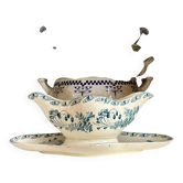 Longwy sauce boat in blue ironstone, "Chartres" service.