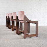 4 chaises de salle à manger en velours italien mi-centrury, années 1960