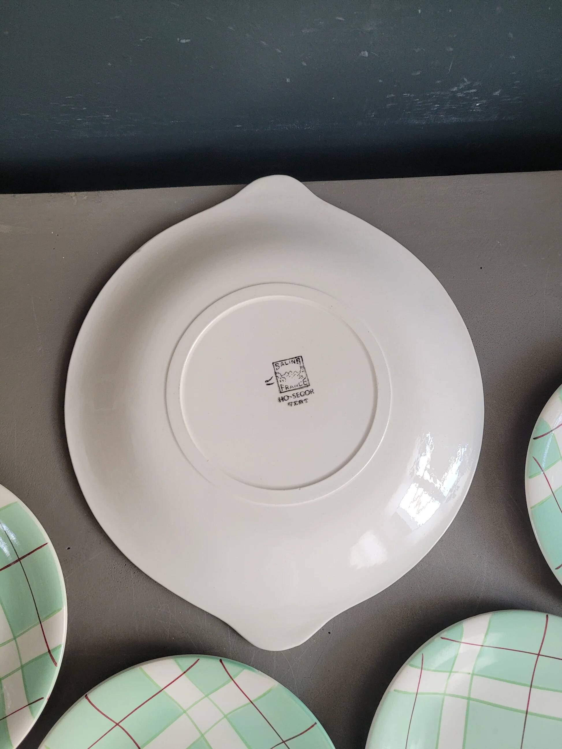 Dessert service - Dish and 4 plates Hossegor pottery from Salins - Ref 916