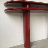 Red lacquered console and its mirror from the 80s