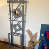 Porte manteau vestiaire art déco en bois patiné gris