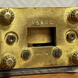 Zenith travel alarm clock with enamelled bronze case with Art Deco pattern