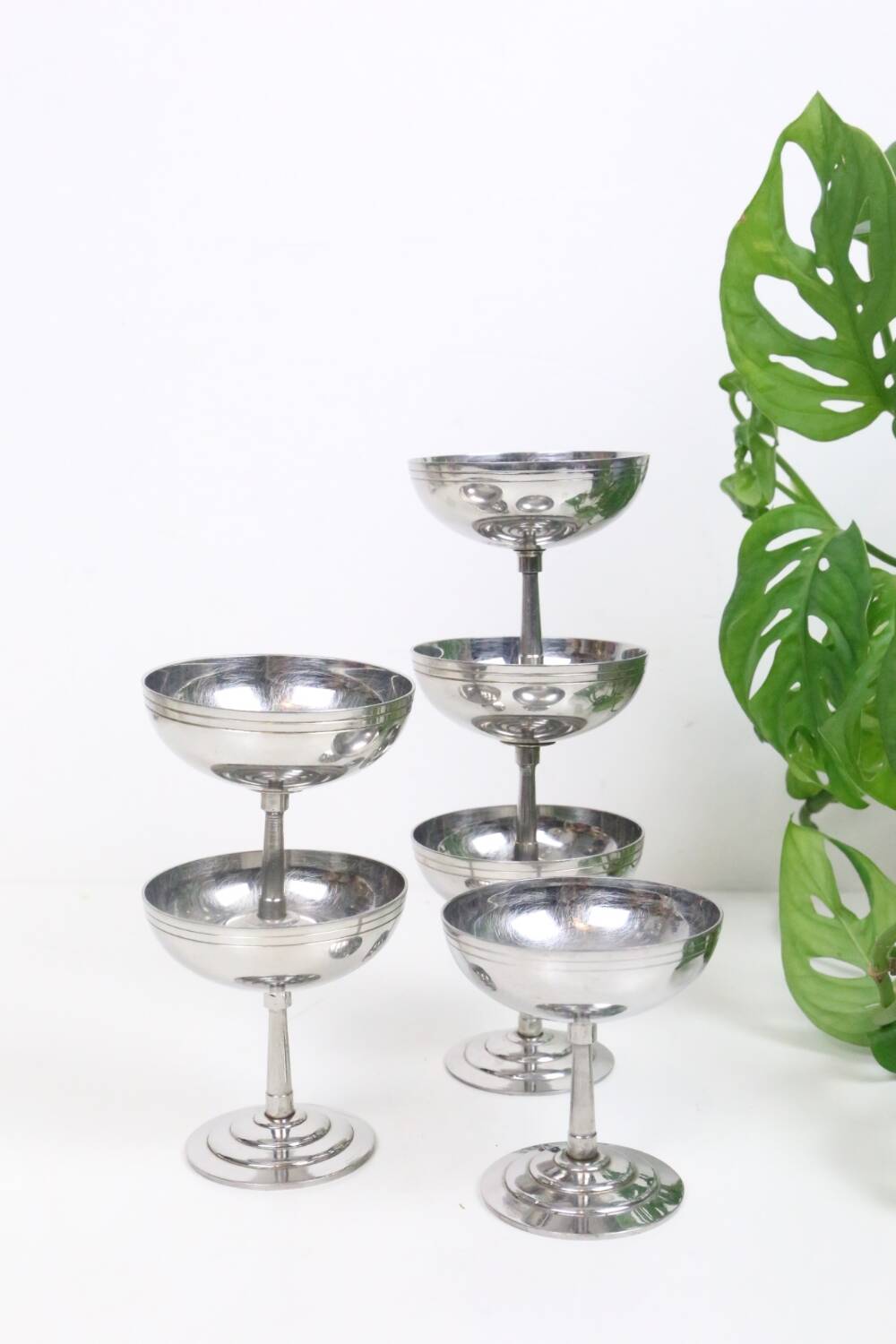 Set of 6 stainless steel bowls by Letang-Remy, vintage French, 1970s