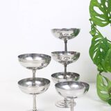 Set of 6 stainless steel bowls by Letang-Remy, vintage French, 1970s