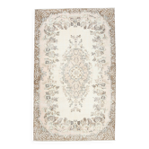 Tapis oriental vintage crème et marron