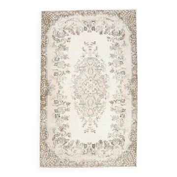 6x9 Cream & Brown Oriental Vintage Rug, 175x290Cm