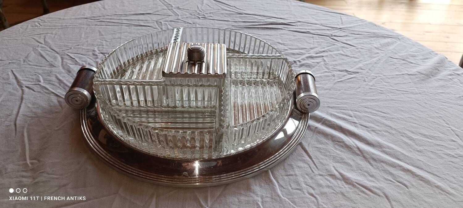 Art Deco 1930s silver-plated metal serving tray