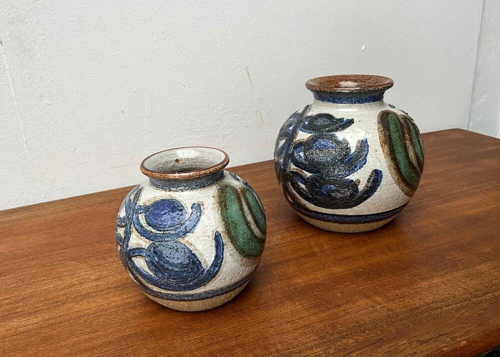 Cactus series round vases in ceramic from the mid-century modern Danish studio Søholm, 1960s, set of 2.