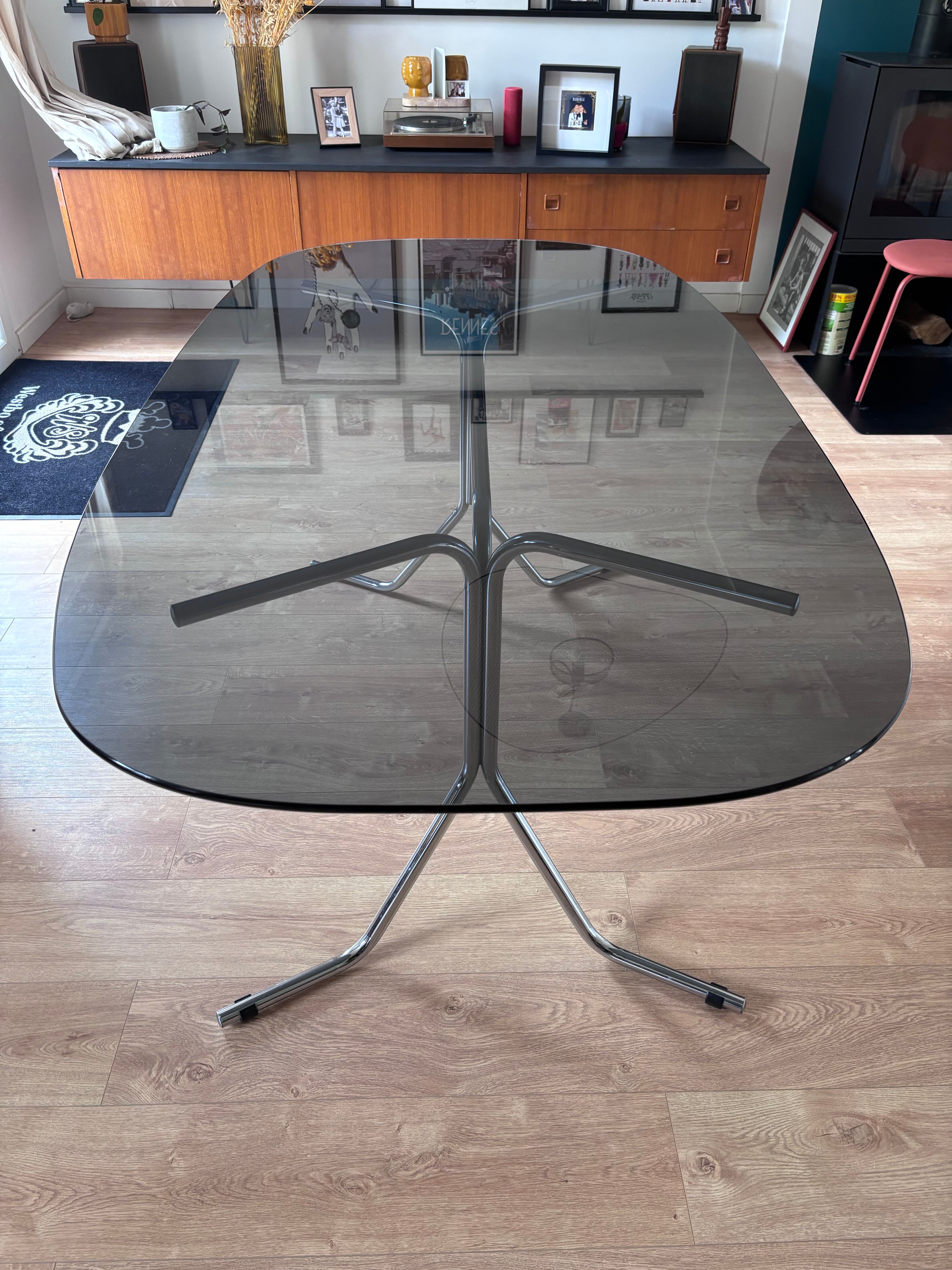Glass and chrome table