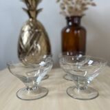 Set of 4 vintage champagne glasses on low feet